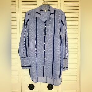 Madewell Women's Blue Striped Shirt Size Medium